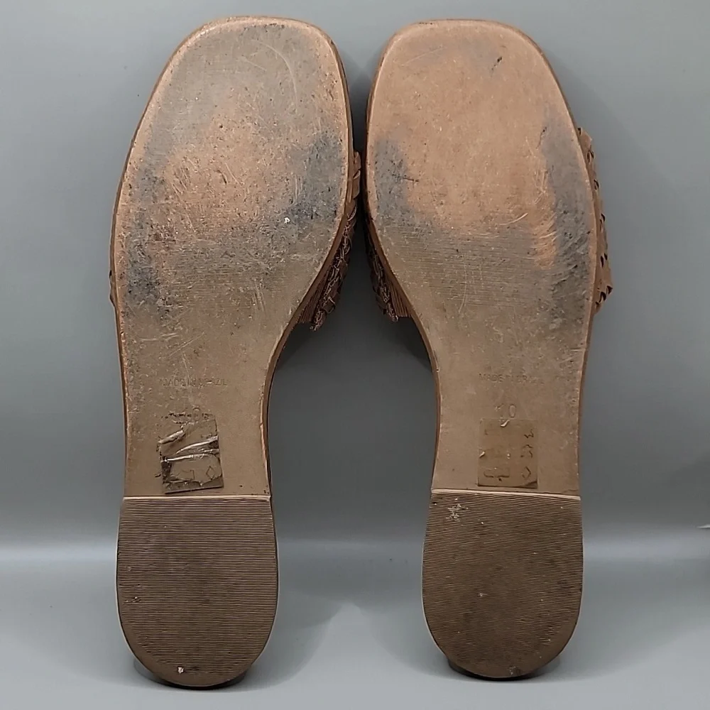 Madewell Lianne Slide Sandals Women's Size 10 Tan Woven Leather Bohemian Casual - Picture 5 of 6